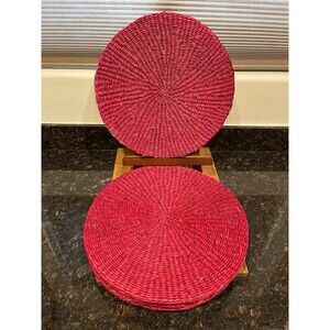 Set Of 6 Round Placemats Red Woven chargers